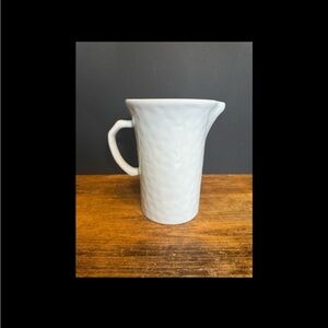 Vintage White Glazed Terra Cotta Pitcher 8” Farmhouse Chic Iced Tea -Lemonade